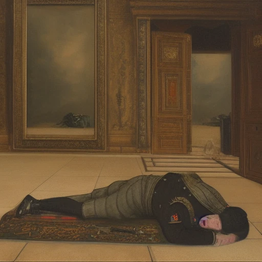 The patriarch lying face down on his palace.