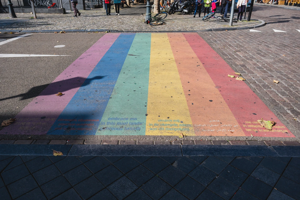 An LGTB zebra crossing at Vrijthof square.