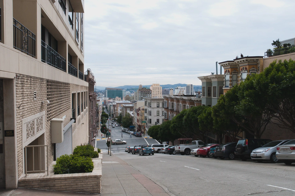 This is how most of San Francisco looks like: hills, low buildings and trees.